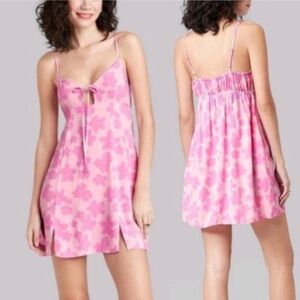 Wild Fable S Pink Floral Print Spaghetti Strap Lightweight Mini Dress